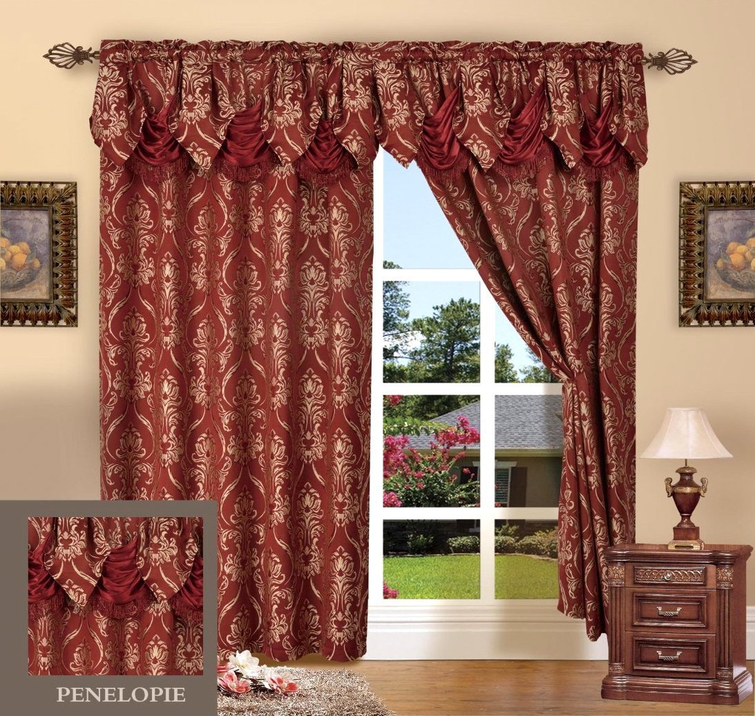 2 Piece Penelopie Curtain Panels with Attached Austrian Valance 84